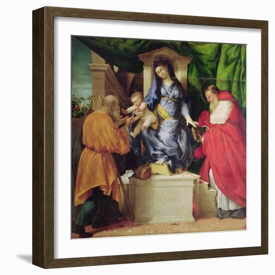 The Madonna of the Roses, 1526 (Oil on Panel)-Lorenzo Lotto-Framed Giclee Print