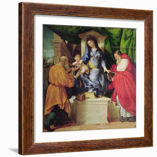 The Madonna of the Roses, 1526 (Oil on Panel)-Lorenzo Lotto-Framed Giclee Print