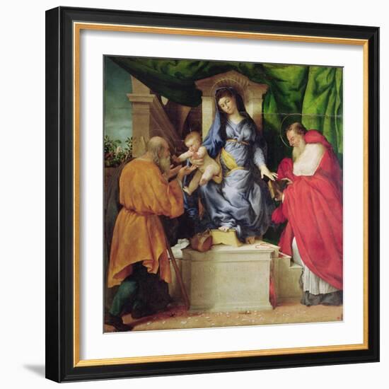 The Madonna of the Roses, 1526 (Oil on Panel)-Lorenzo Lotto-Framed Giclee Print