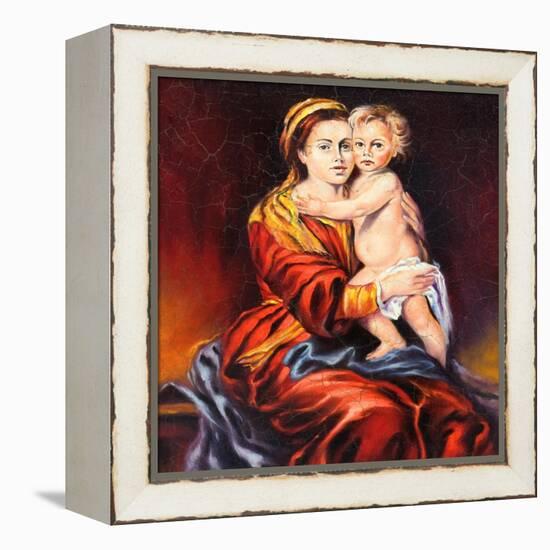 The Madonna With The Child, Drawn By Oil On A Canvas-balaikin2009-Framed Stretched Canvas