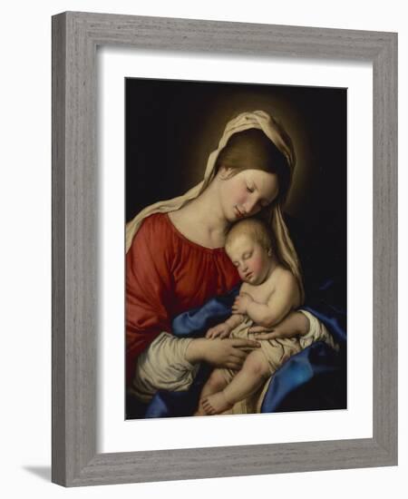 The Madonna with the Sleeping Christ Child-Giovanni Battista Salvi da Sassoferrato-Framed Giclee Print