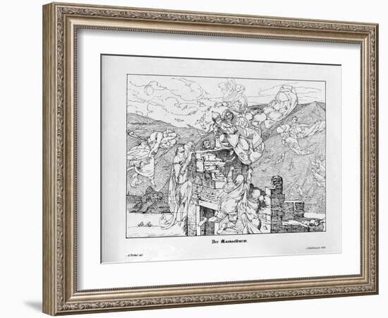 The Mäuseturm, Engraved by J. Dielmann-Alfred Rethel-Framed Giclee Print