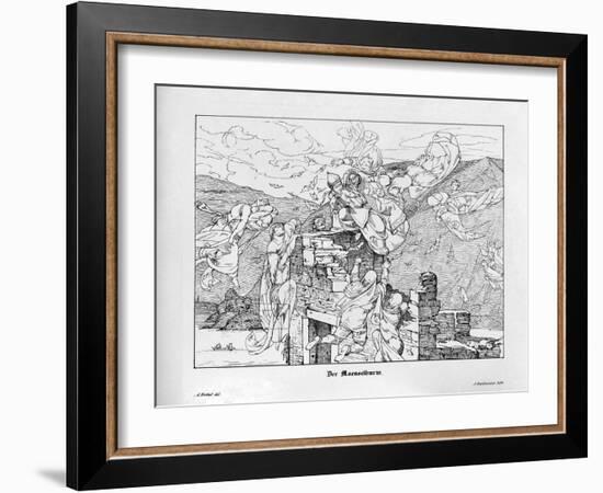 The Mäuseturm, Engraved by J. Dielmann-Alfred Rethel-Framed Giclee Print