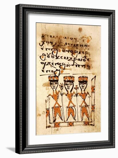 The Magi, Miniature from a Liturgical Parchment Book, Coptic Manuscript, 18th-19th Century-null-Framed Giclee Print