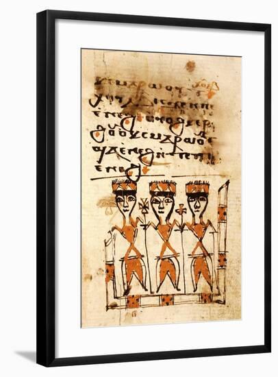 The Magi, Miniature from a Liturgical Parchment Book, Coptic Manuscript, 18th-19th Century-null-Framed Giclee Print