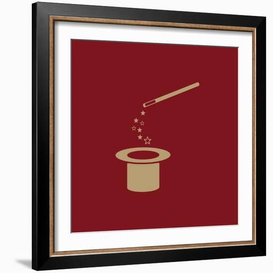 The Magic Wand and Hat Icon. Trick Symbol. Flat-Vladislav Markin-Framed Art Print