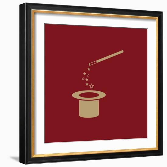 The Magic Wand and Hat Icon. Trick Symbol. Flat-Vladislav Markin-Framed Art Print