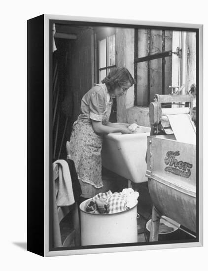 The Maid Doing the Family's Weekly Laundry-Nina Leen-Framed Premier Image Canvas