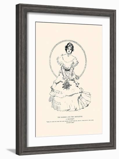 The Maiden And the Mistletoe-Charles Dana Gibson-Framed Art Print