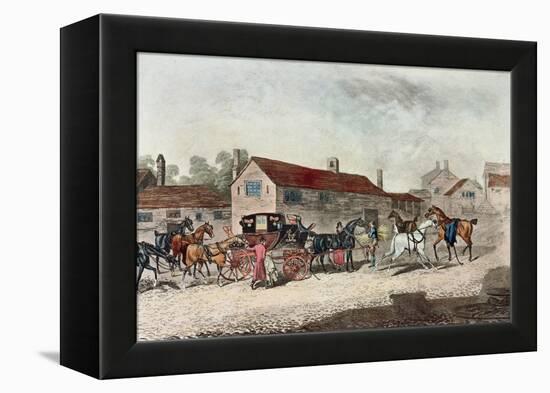 The Mail Coach Changing Horses, Engraved by R. Havell, 1815-James Pollard-Framed Premier Image Canvas