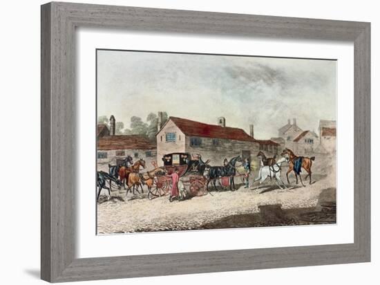 The Mail Coach Changing Horses, Engraved by R. Havell, 1815-James Pollard-Framed Giclee Print