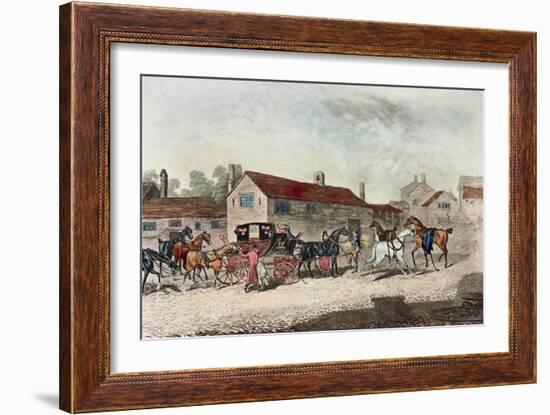 The Mail Coach Changing Horses, Engraved by R. Havell, 1815-James Pollard-Framed Giclee Print