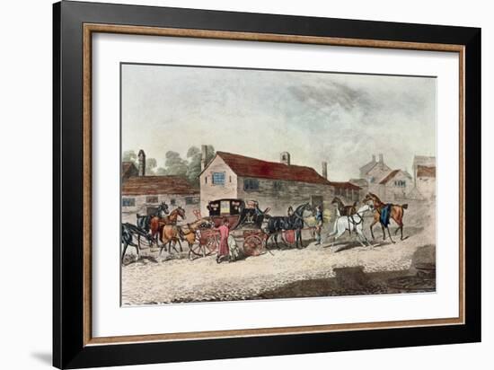 The Mail Coach Changing Horses, Engraved by R. Havell, 1815-James Pollard-Framed Giclee Print