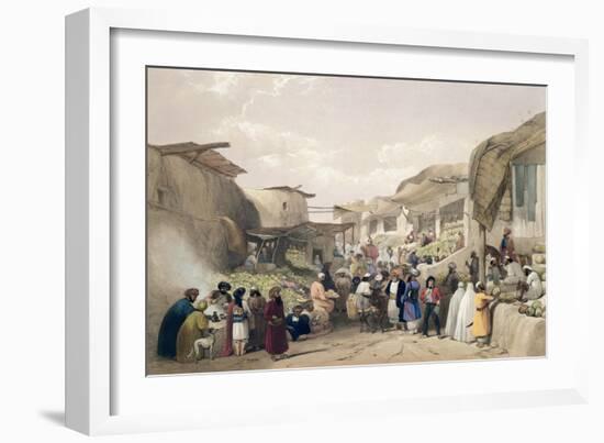 The Main Street in the Bazaar at Caubul, Fruit Season, Sketches in Afghaunistan, Engraved Haghe-James Atkinson-Framed Giclee Print