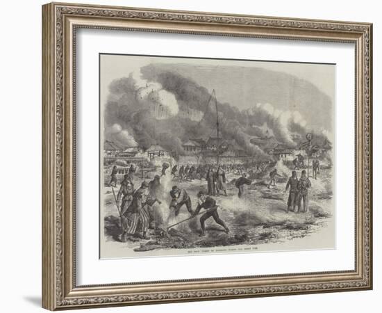 The Main Street of Yokohama During the Great Fire-null-Framed Giclee Print