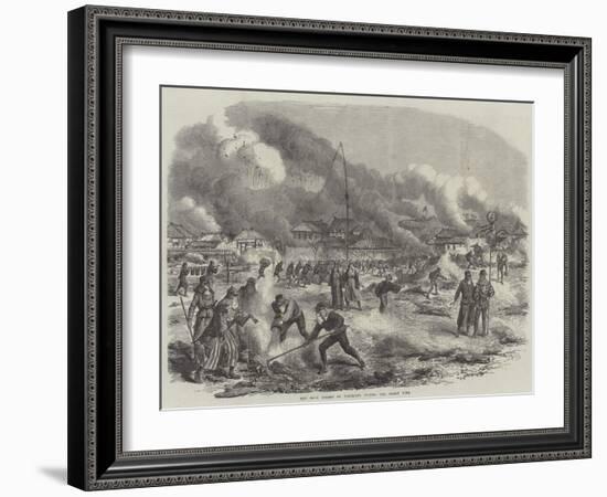 The Main Street of Yokohama During the Great Fire-null-Framed Giclee Print