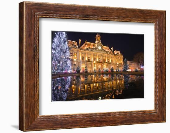 The Mairie (Town Hall) of Tours Lit Up with Christmas Lights, Tours, Indre-Et-Loire, France, Europe-Julian Elliott-Framed Photographic Print