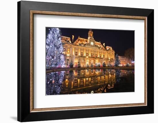 The Mairie (Town Hall) of Tours Lit Up with Christmas Lights, Tours, Indre-Et-Loire, France, Europe-Julian Elliott-Framed Photographic Print
