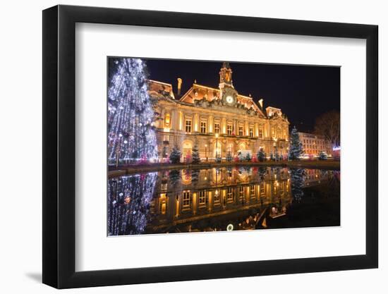 The Mairie (Town Hall) of Tours Lit Up with Christmas Lights, Tours, Indre-Et-Loire, France, Europe-Julian Elliott-Framed Photographic Print