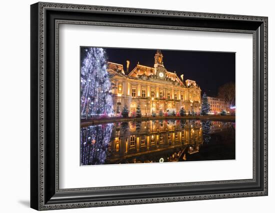 The Mairie (Town Hall) of Tours Lit Up with Christmas Lights, Tours, Indre-Et-Loire, France, Europe-Julian Elliott-Framed Photographic Print