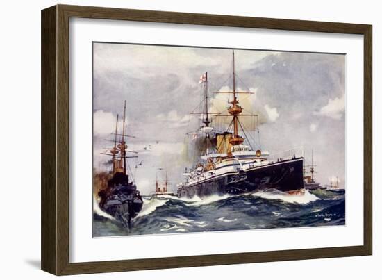 The "Majestic." Flagship of the Channel Squadron, 1901-Charles Edward Dixon-Framed Giclee Print