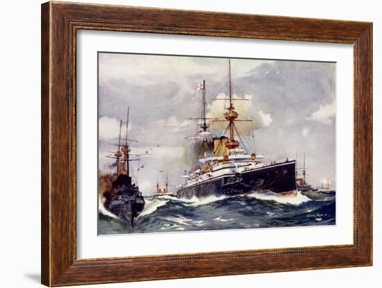 The "Majestic." Flagship of the Channel Squadron, 1901-Charles Edward Dixon-Framed Giclee Print