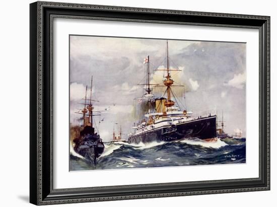 The "Majestic." Flagship of the Channel Squadron, 1901-Charles Edward Dixon-Framed Giclee Print