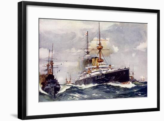 The "Majestic." Flagship of the Channel Squadron, 1901-Charles Edward Dixon-Framed Giclee Print