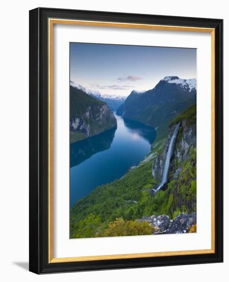 The Majestic Geiranger Fjord Illuminated at Dusk, Geiranger, More Og Romsdal, Norway-Doug Pearson-Framed Photographic Print