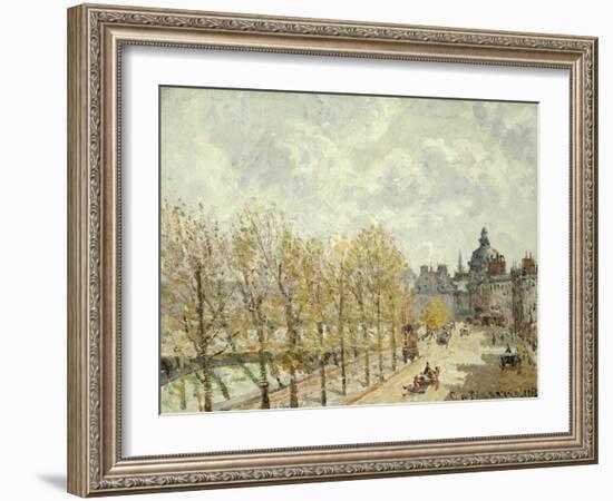 The Malaquais Quay in the Morning, Sunny Weather, 1903-Camille Pissarro-Framed Giclee Print