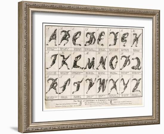 The Man of Letters or Pierrot's Alphabet' Note That I Doubles with J and U with V-null-Framed Art Print