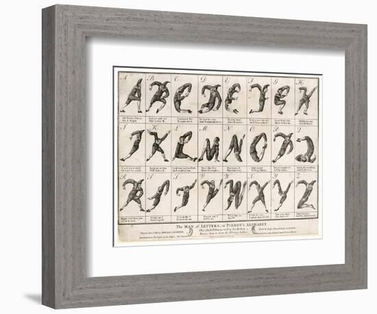 The Man of Letters or Pierrot's Alphabet' Note That I Doubles with J and U with V-null-Framed Premium Giclee Print