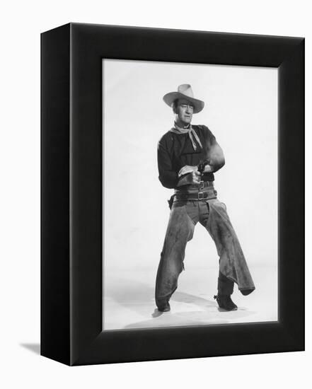 THE MAN WHO SHOT LIBERTY VALANCE, 1962 directed by JOHN FORD John Wayne (b/w photo)-null-Framed Stretched Canvas