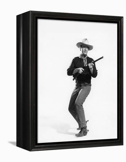 THE MAN WHO SHOT LIBERTY VALANCE, 1962 directed by JOHN FORD John Wayne (b/w photo)-null-Framed Stretched Canvas