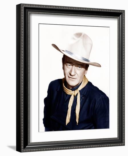 THE MAN WHO SHOT LIBERTY VALANCE, John Wayne, 1962-null-Framed Photo