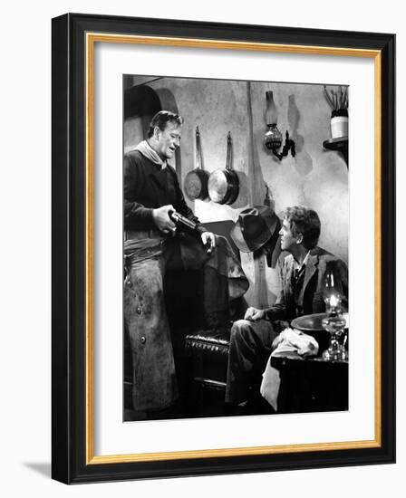 The Man Who Shot Liberty Valance, John Wayne, James Stewart, 1962-null-Framed Premium Photographic Print