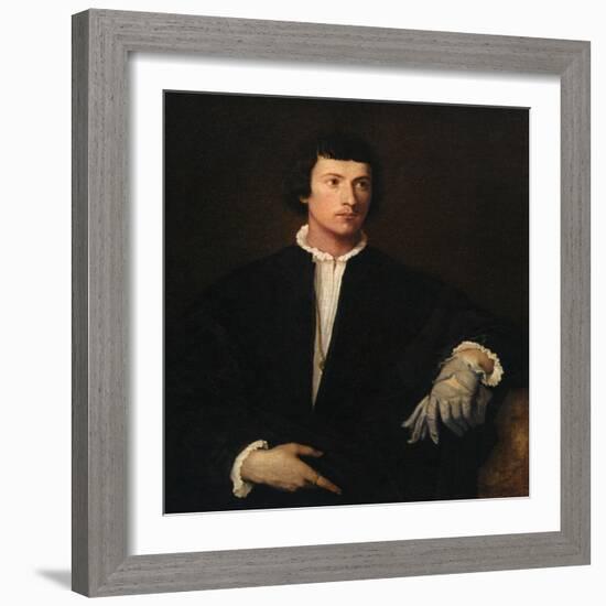 The Man with a Glove, C1520-Titian (Tiziano Vecelli)-Framed Giclee Print