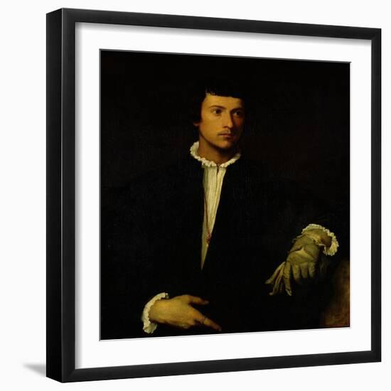 The Man with a Glove, circa 1520-Titian (Tiziano Vecelli)-Framed Giclee Print