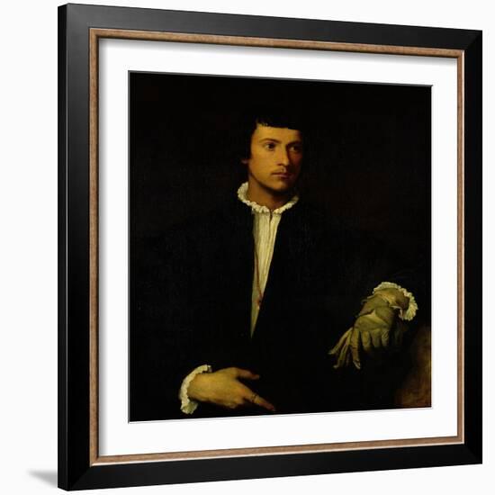 The Man with a Glove, circa 1520-Titian (Tiziano Vecelli)-Framed Giclee Print