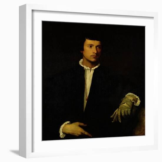 The Man with a Glove, circa 1520-Titian (Tiziano Vecelli)-Framed Giclee Print