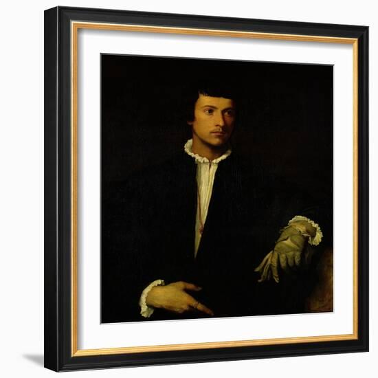 The Man with a Glove, circa 1520-Titian (Tiziano Vecelli)-Framed Giclee Print