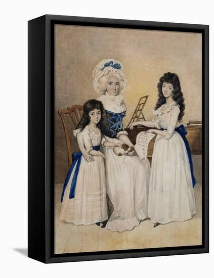 The Mansion of Peace: Mrs Campell and Her Two Daughters Beside a Pianoforte-Henry Edridge-Framed Premier Image Canvas