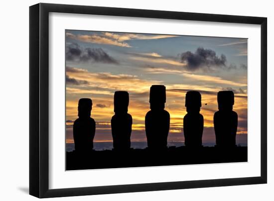 The Maoi Statues Of Tongariki Stand Against The Sunrise On Easter Island, Chile-Karine Aigner-Framed Photographic Print