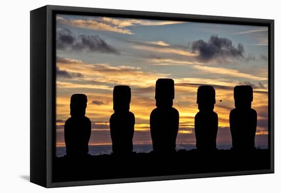 The Maoi Statues Of Tongariki Stand Against The Sunrise On Easter Island, Chile-Karine Aigner-Framed Premier Image Canvas