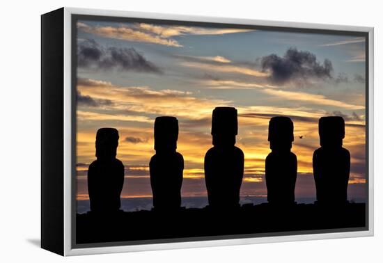 The Maoi Statues Of Tongariki Stand Against The Sunrise On Easter Island, Chile-Karine Aigner-Framed Premier Image Canvas