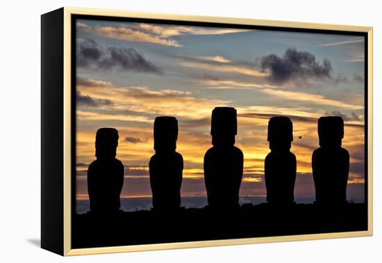 The Maoi Statues Of Tongariki Stand Against The Sunrise On Easter Island, Chile-Karine Aigner-Framed Premier Image Canvas