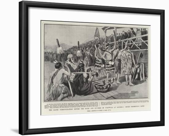 The Maori Demonstration before the Duke and Duchess of Cornwall at Rotorua, Chiefs Presenting Gifts-Sydney Prior Hall-Framed Giclee Print