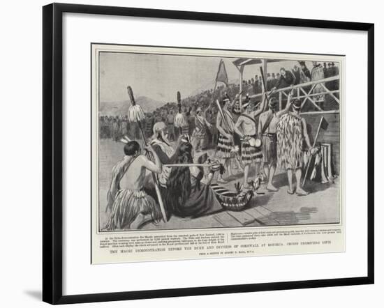 The Maori Demonstration before the Duke and Duchess of Cornwall at Rotorua, Chiefs Presenting Gifts-Sydney Prior Hall-Framed Giclee Print