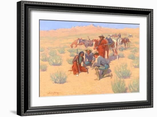 The Map in the Sand, 1905-Frederic Sackrider Remington-Framed Giclee Print
