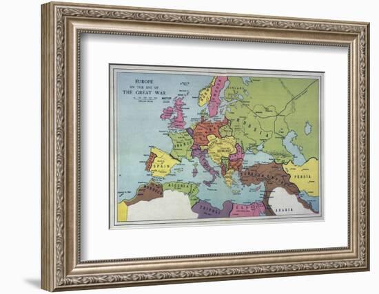 The Map of Europe on the Eve of World War One-null-Framed Photographic Print